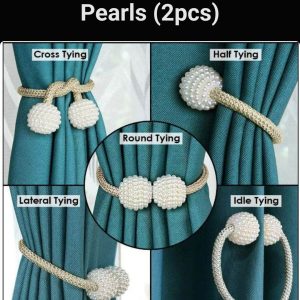 MAGNETIC CURTAINS TIES WITH PEARLS (2pcs)