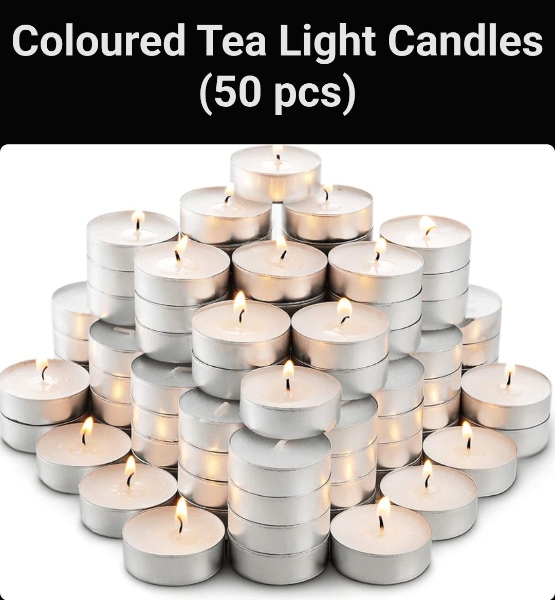 Coloured Tea Light Candles 50pcs