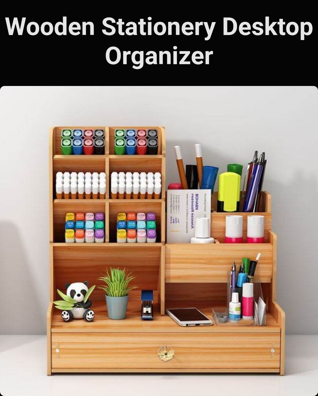 Wooden Stationary Desktop Organizer