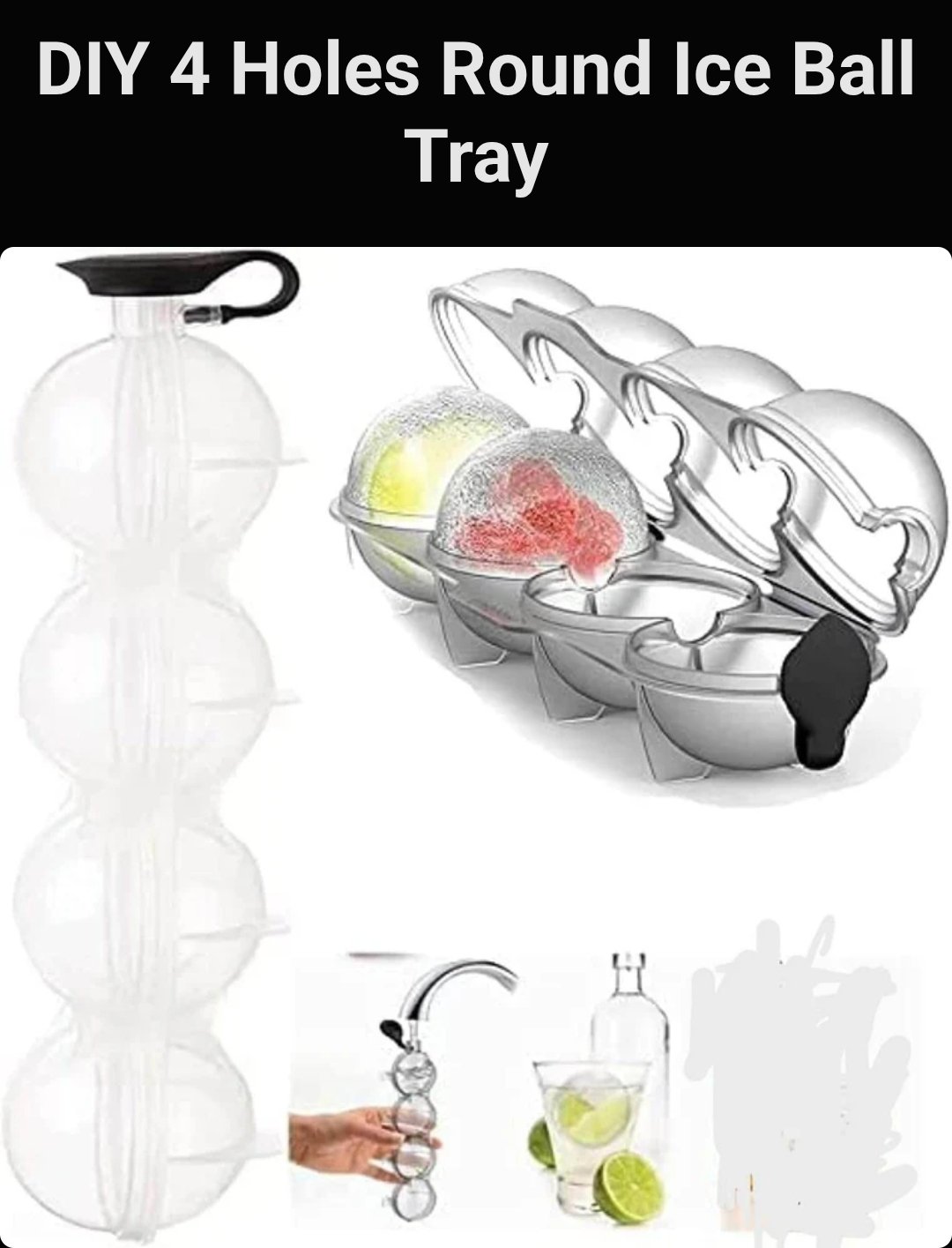 DIY 4 HOLES ICE BALL TRAY