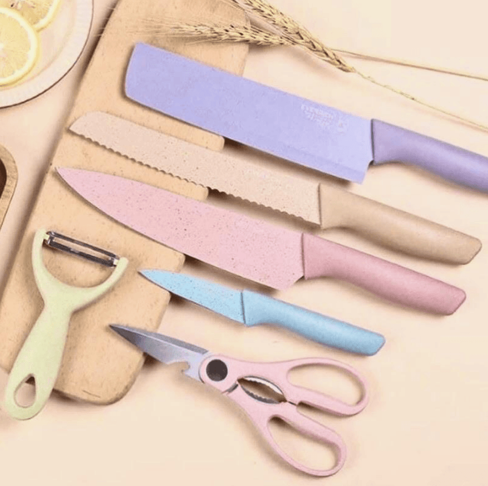 Pastel Corrugated Kitchen Knife Set (6 pcs) - Image 2