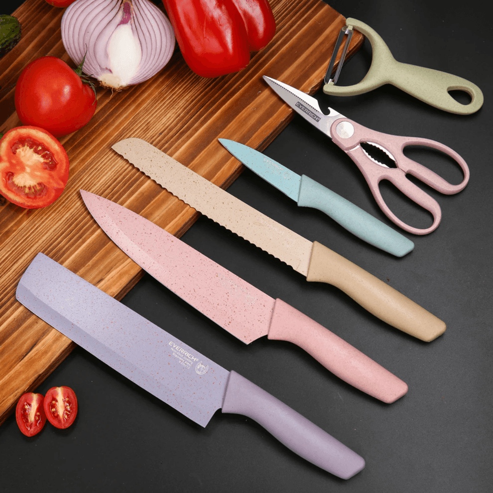 Pastel Corrugated Kitchen Knife Set (6 pcs) - Image 3